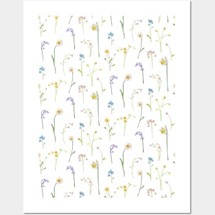 thin wild flowers - white Posters and Art